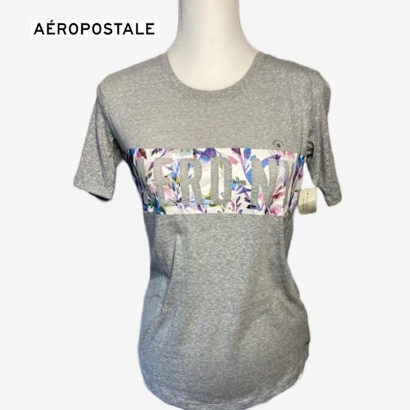 NWT AEROPOSTALE Women Graphic Tropical Logo "AERO NY" Tee Short sleeve Top - Picture 1 of 6